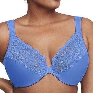 GLAMORISE blue Wonderwire front Close Underwire Bra 36DD style 1245 NWT